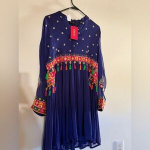 Rang Ja Blue Embroidered Top